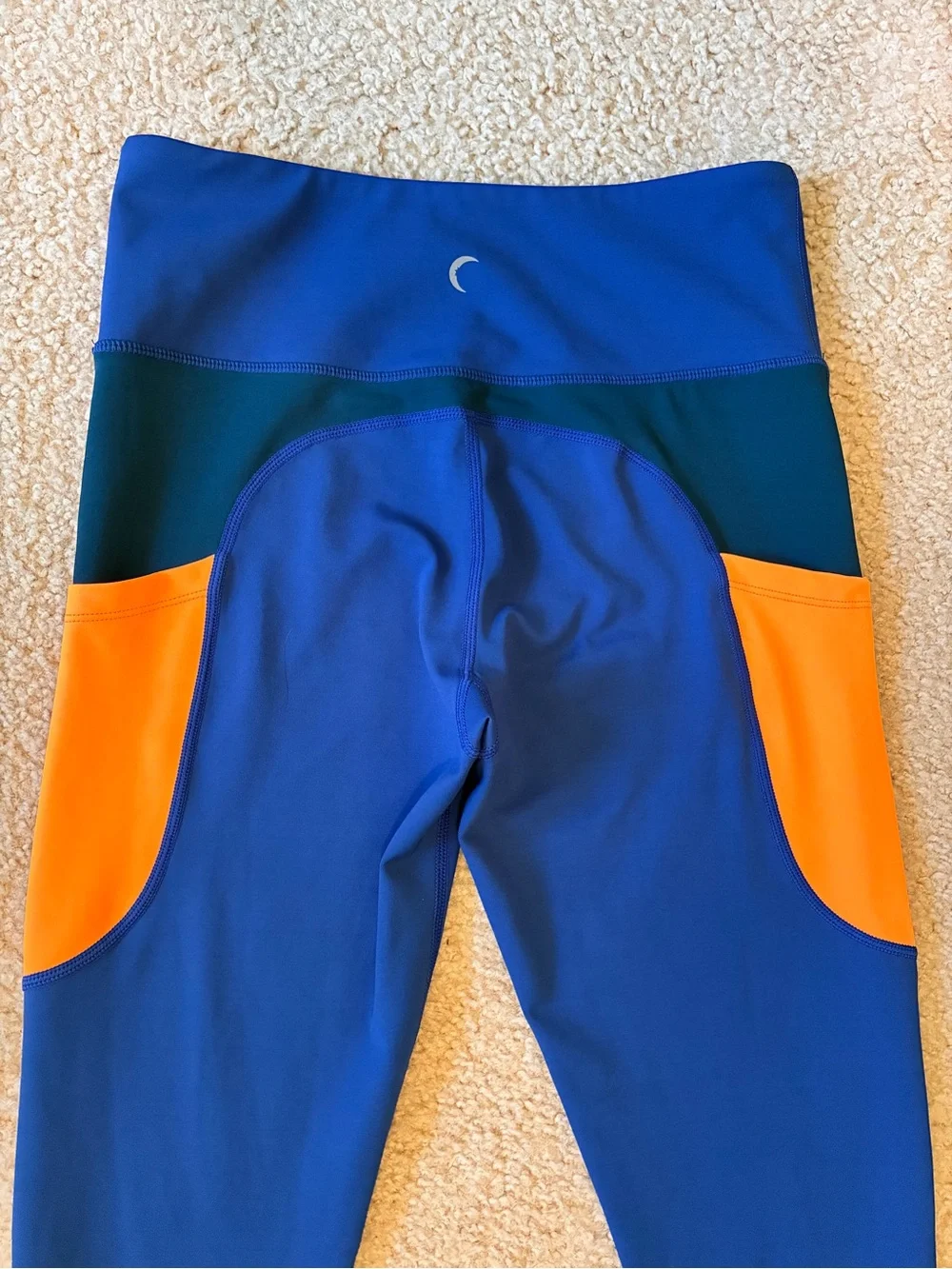 ZYIA Neon Orange Curve Pocket Light n Tight Hi-Rise 7/8 24” Sz 6-8 Royal Blue